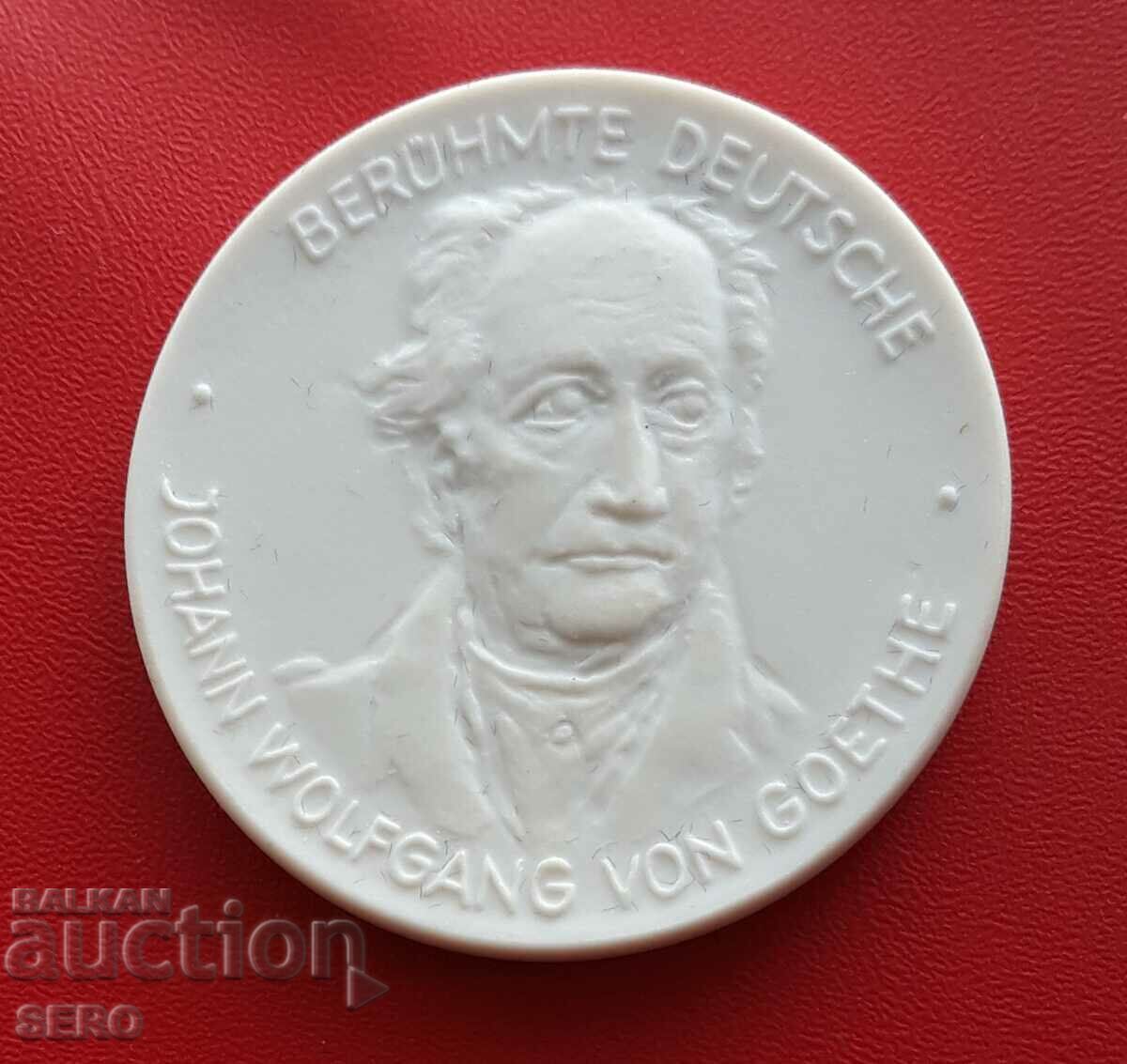 Germania-GDR-Medalia de porțelan-Johann Wolfgang von Goethe
