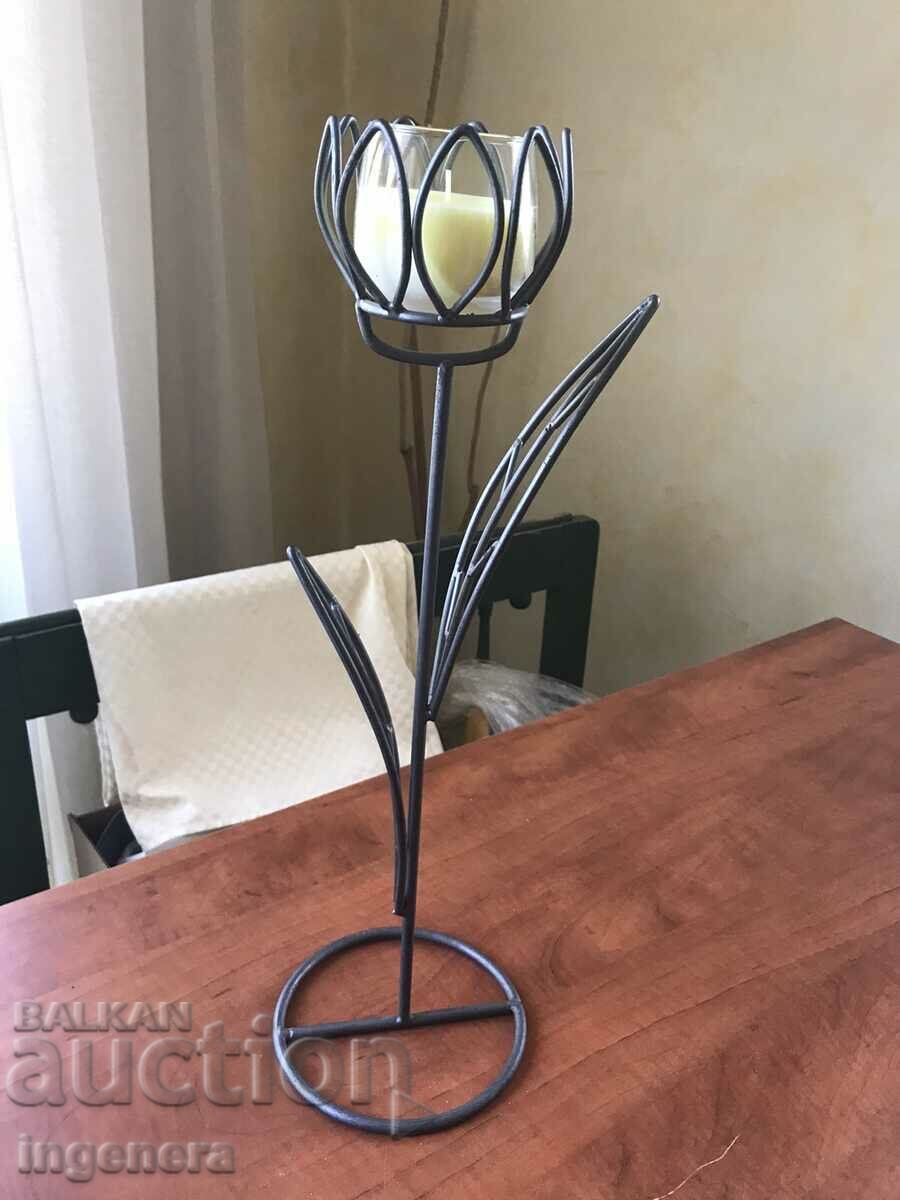 Delivery of CANDLESTICK WROUGHT IRON METAL ANTIQUE TULIP