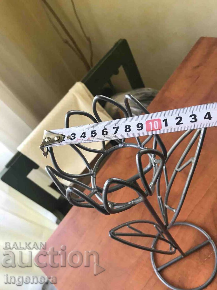 CANDLESTICK WROUGHT IRON METAL ANTIQUE TULIP - 7