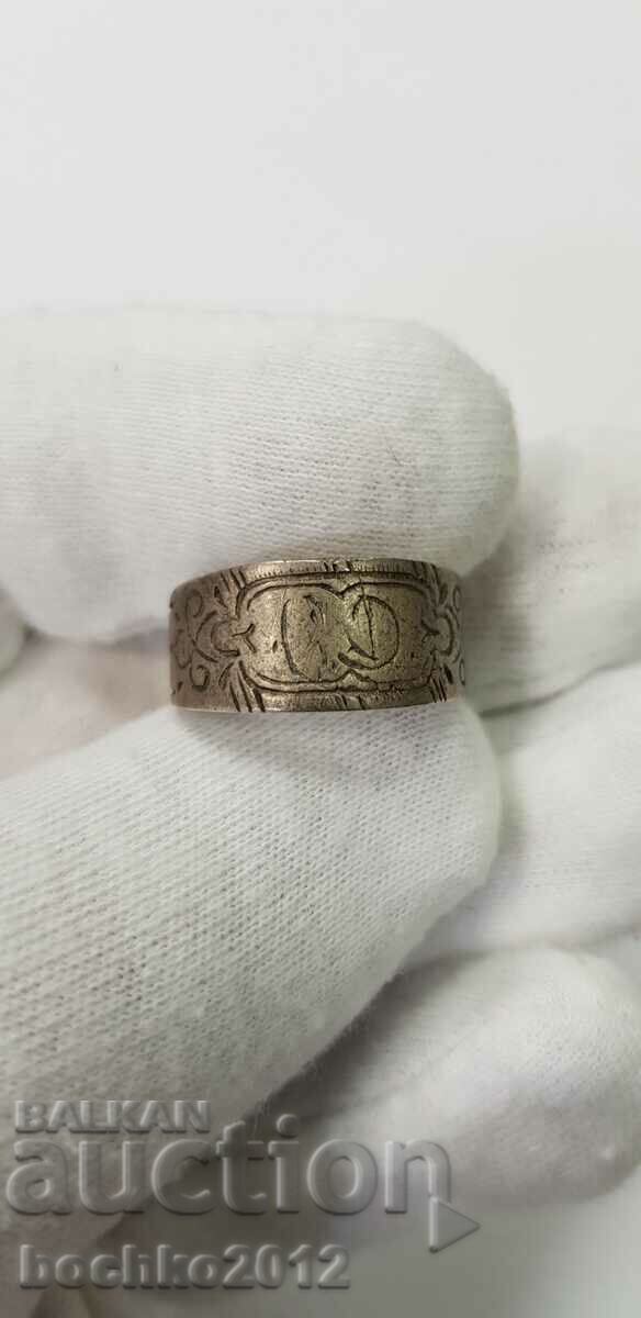 Сребърен български възрожденски пръстен СД  - 19-20 век
