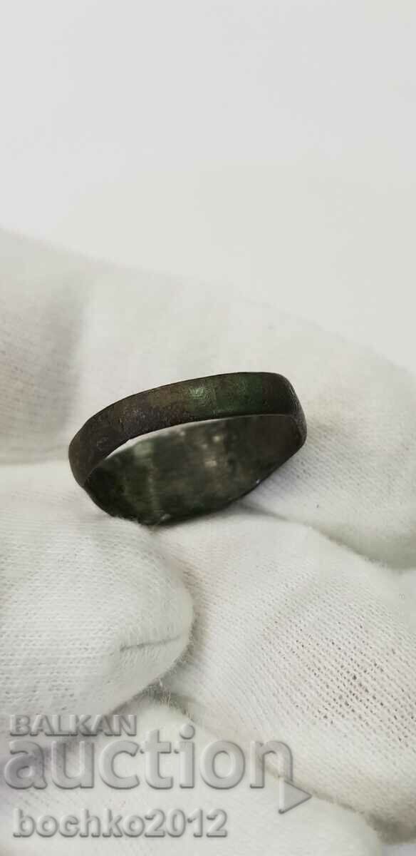 Bronze Engraved Revival Ring 1894 - 7 Bronze Engraved Revival Ring 1894 - 7