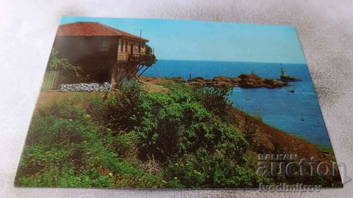 Пощенска картичка Ахтопол Старинна къща при фара 1983