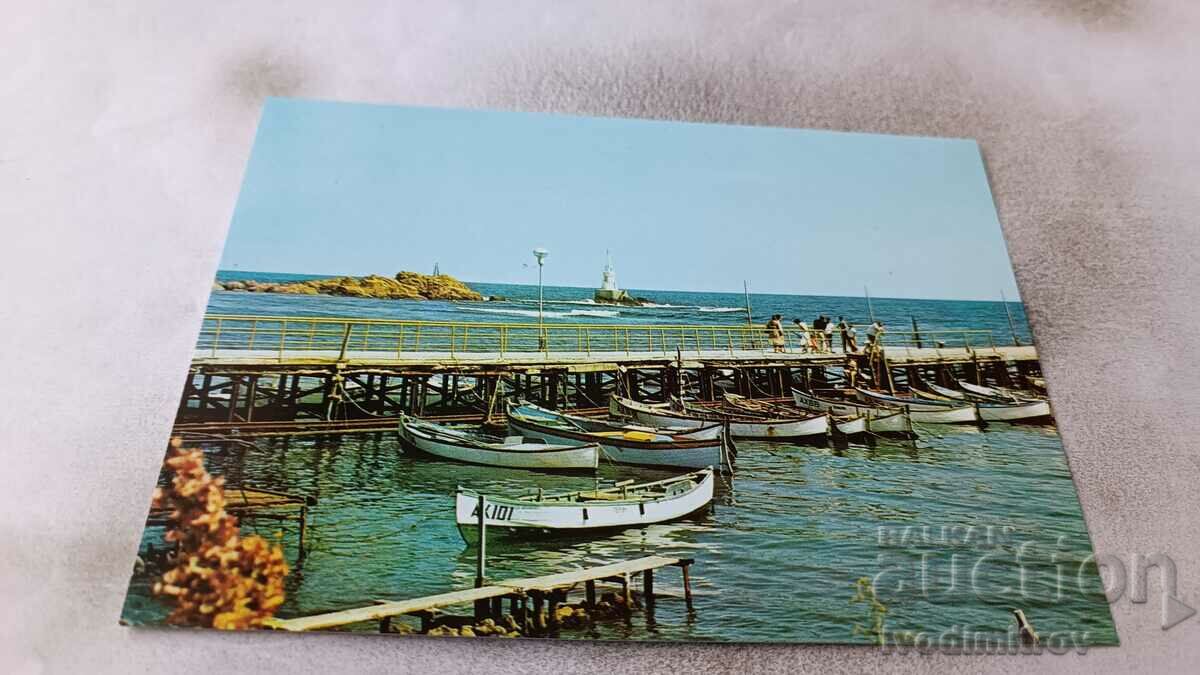Пощенска картичка Ахтопол Пристанището 1987