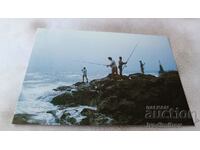 Καρτ ποστάλ Ψαράδες Ahtopol κοντά στο φάρο 1988