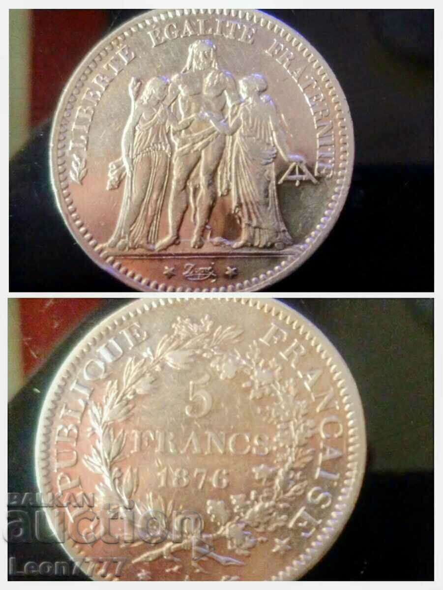 5 franci de argint, Hercule 1876