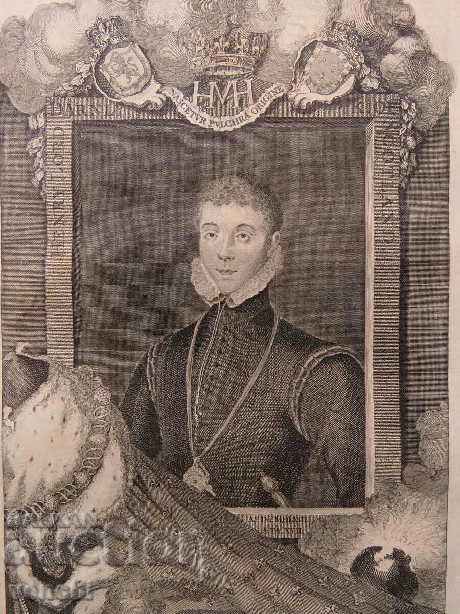 1732 - GRAVURĂ - Henry Stuart, rege al Scoției - ORIGINAL cu preț € 24.99 | 48.88 BGN 1732 - GRAVURĂ - Henry Stuart, rege al Scoției - ORIGINAL cu preț € 24.99 | 48.88 BGN