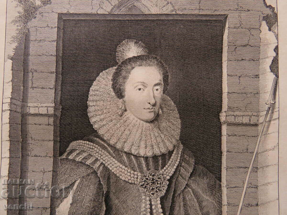 Delivery of 1732 - ENGRAVING - Elizabeth Stuart, Queen of Bohemia - ORIGINAL