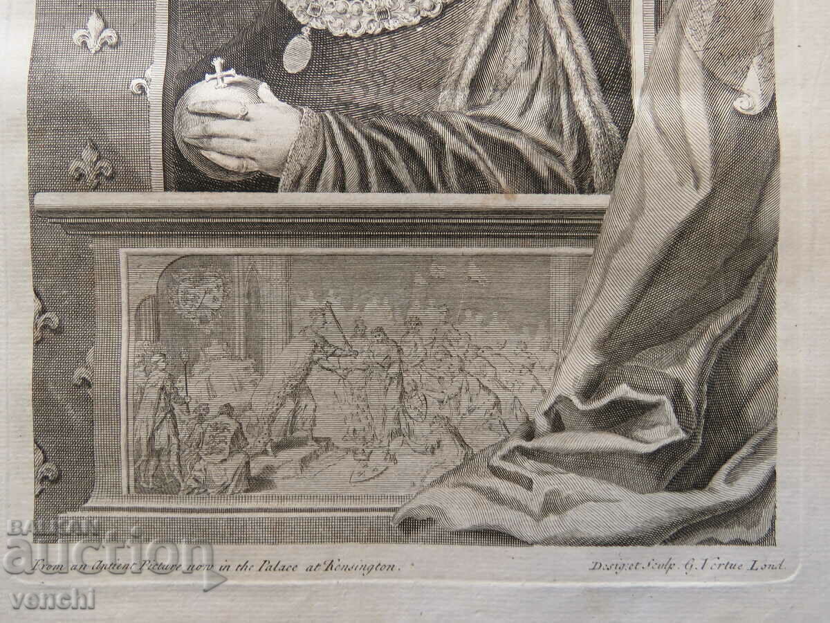 Licitație 1732 - GRAVURĂ - Henric al V-lea, rege al Angliei - ORIGINAL Licitație 1732 - GRAVURĂ - Henric al V-lea, rege al Angliei - ORIGINAL
