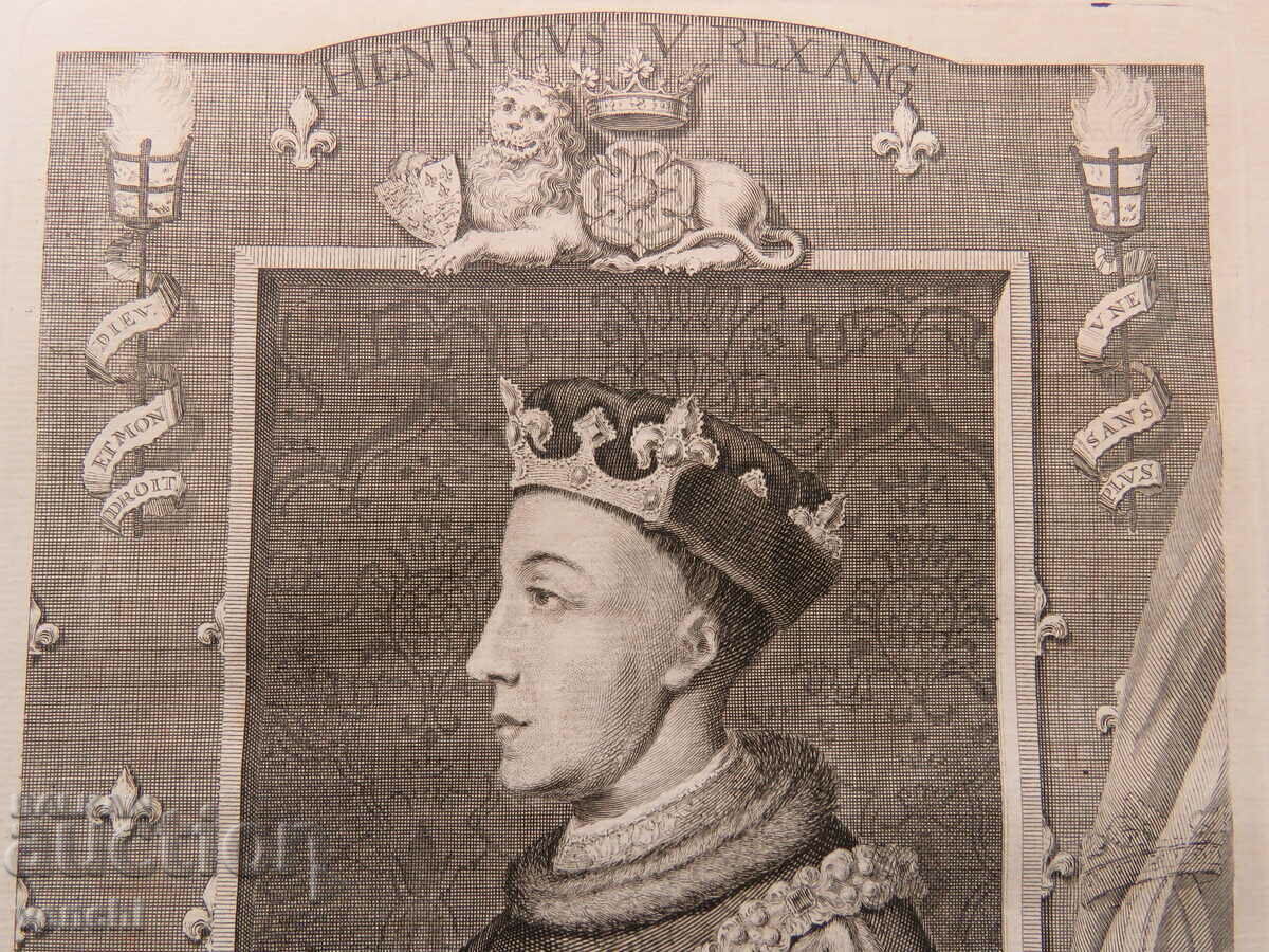 Livrarea 1732 - GRAVURĂ - Henric al V-lea, rege al Angliei - ORIGINAL Livrarea 1732 - GRAVURĂ - Henric al V-lea, rege al Angliei - ORIGINAL