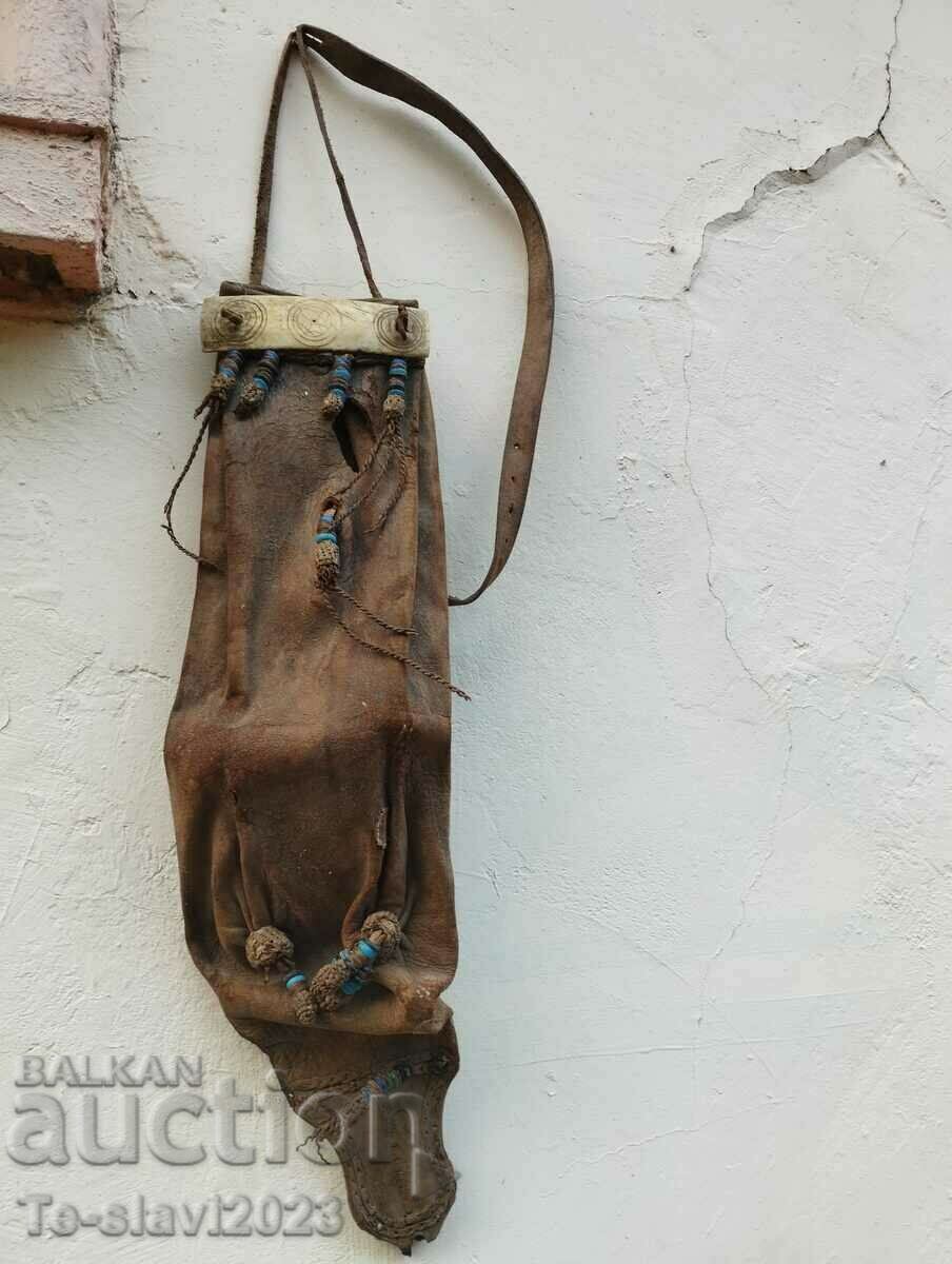 19th century Old shepherd's bag - leather