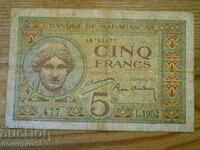 5 francs 1952 - Madagascar ( VF )