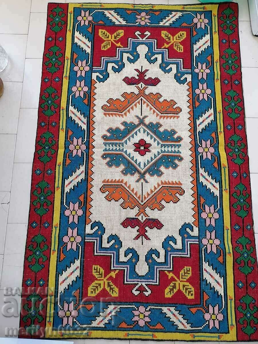 Old handwoven woolen wall rug 180/110cm carpet rug