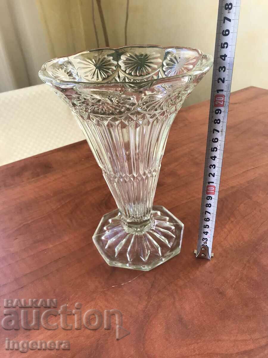 VASE GLASS RELIEF THICK-WALLED HEAVY SOLID MADE OF SOCA with price 54.00 BGN | € 27.61 VASE GLASS RELIEF THICK-WALLED HEAVY SOLID MADE OF SOCA with price 54.00 BGN | € 27.61