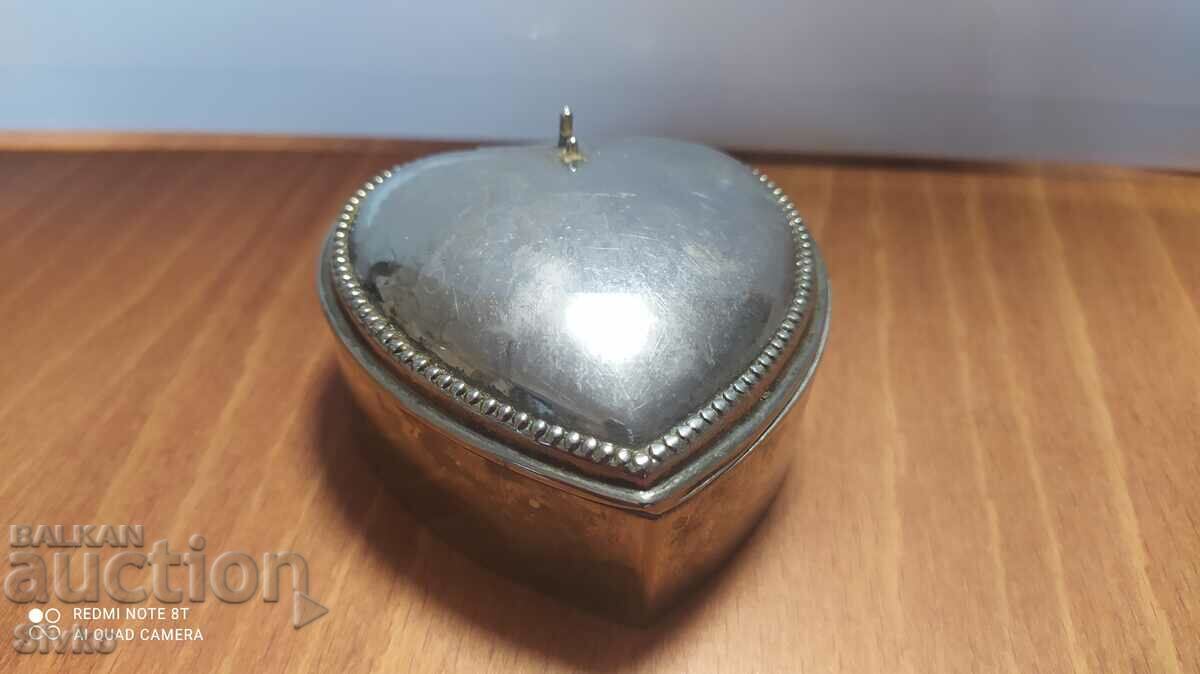 Jewelry box, silver-plated, metal