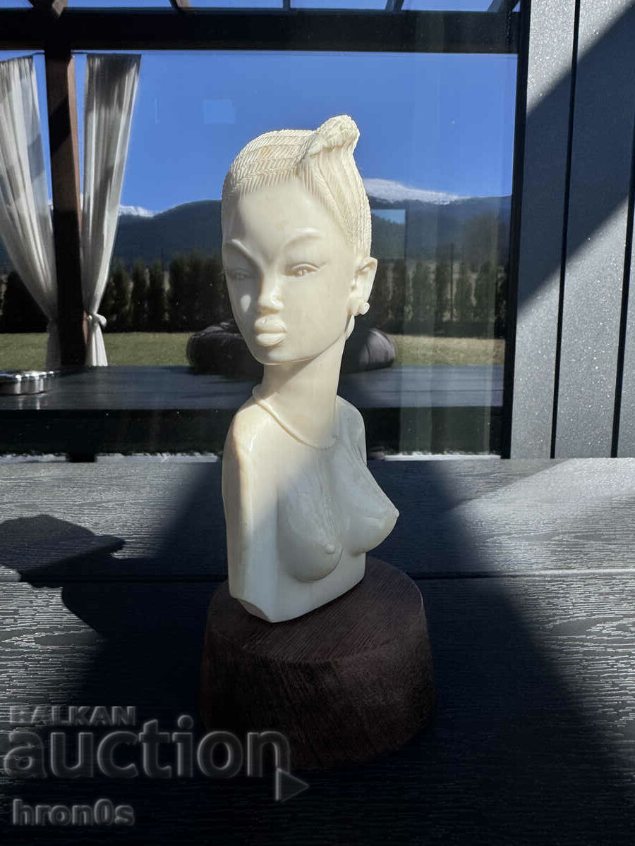 Erotic bust of an African woman in ivory