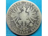 Prusia 1 Thaler 1868 Germania Wilhelm argint