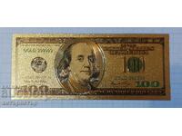Златна сувенирна банкнота 100 долара