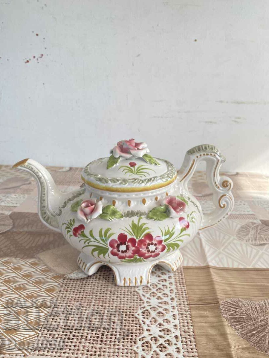 Vintage porcelain teapot marked BASSANO