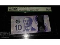 Bancnotă canadiană certificată 10 dolari 2013 PMG 68 EPQ!