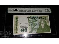 Сертифицирана Банкнота от Ирландия 1 лира 1978 година, PMG65