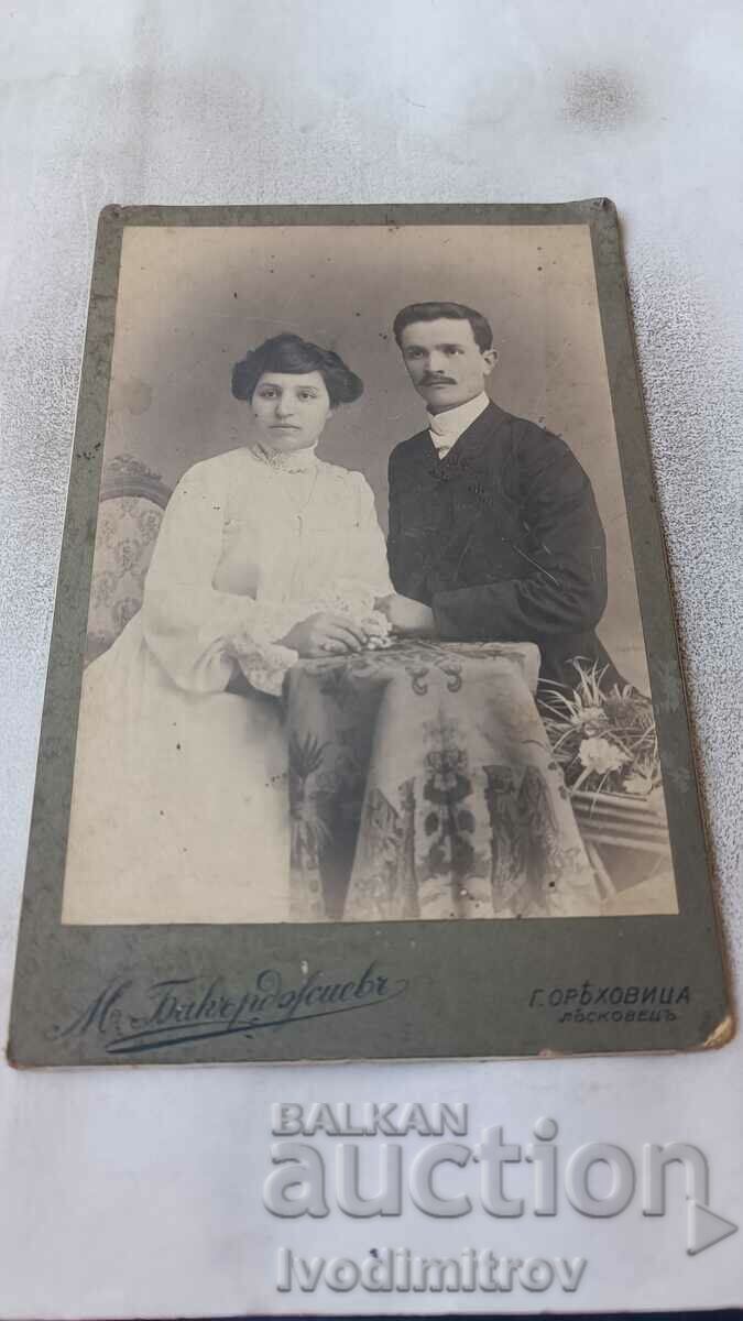 Снимка Мъж и жена Варна 1907 Картон