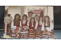 Photo of part of the Macedonian ensemble in front of the Bulgarian pavilion