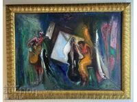 Encho Pironkov-"Musicians"-oil paints-framed