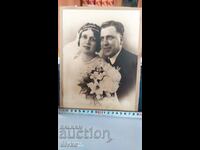 Fotografie, carton, proaspăt căsătoriți înainte de 1945
