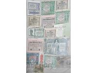 Стари банкноти от различни държави 15бр.