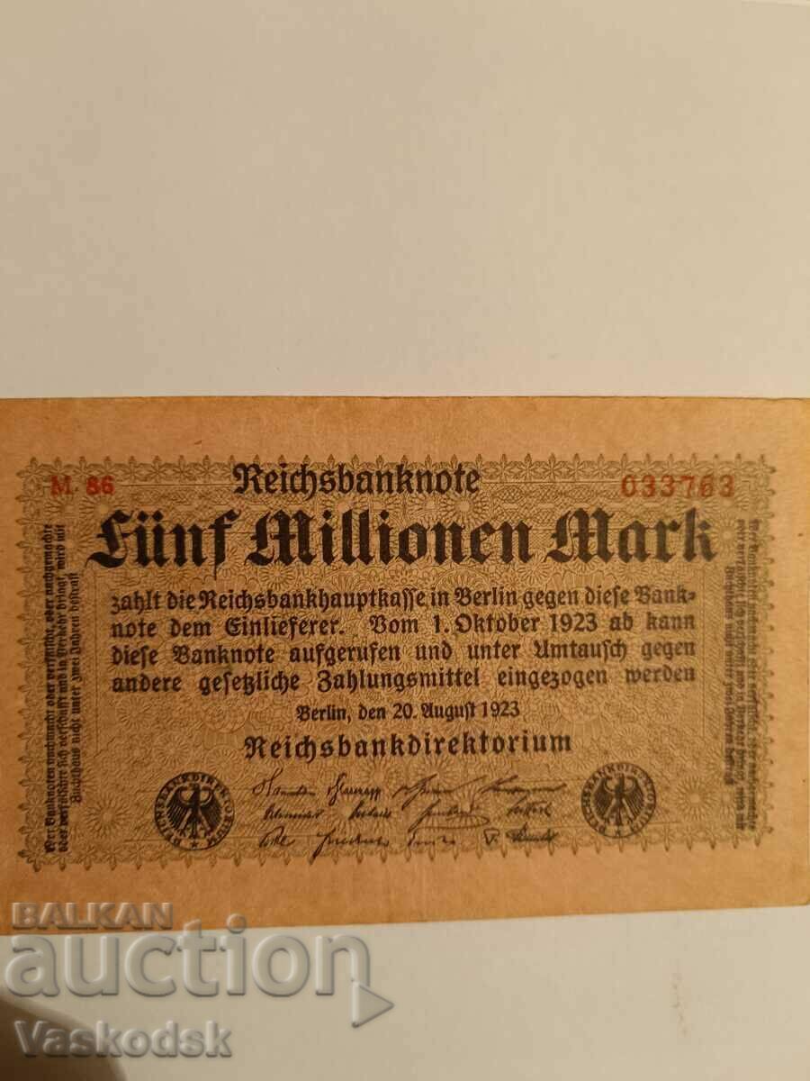 5 milioane de mărci (bancnota Reich) 1923