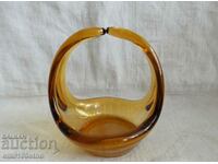 Bonbonniere - a basket of solid glass with amber color