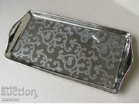 Old German tray 30 cm silver plated porcelain comparable. preserved