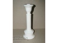 Candlestick faience 22 cm white glazed ceramic, excellent