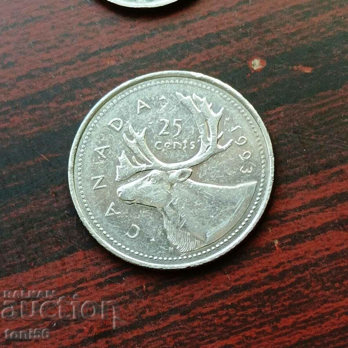 Canada 25 cents 1993