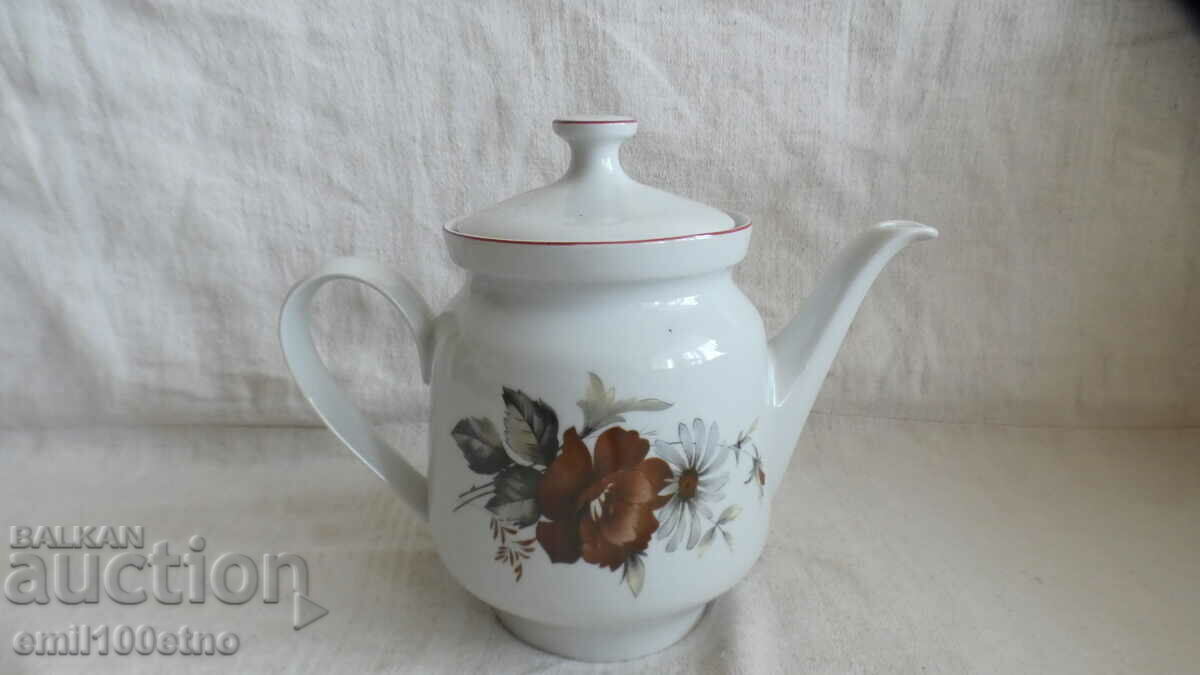 Teapot Bulgarian porcelain Kitka Novi Pazar with price 15.00 BGN | € 7.67 Teapot Bulgarian porcelain Kitka Novi Pazar with price 15.00 BGN | € 7.67