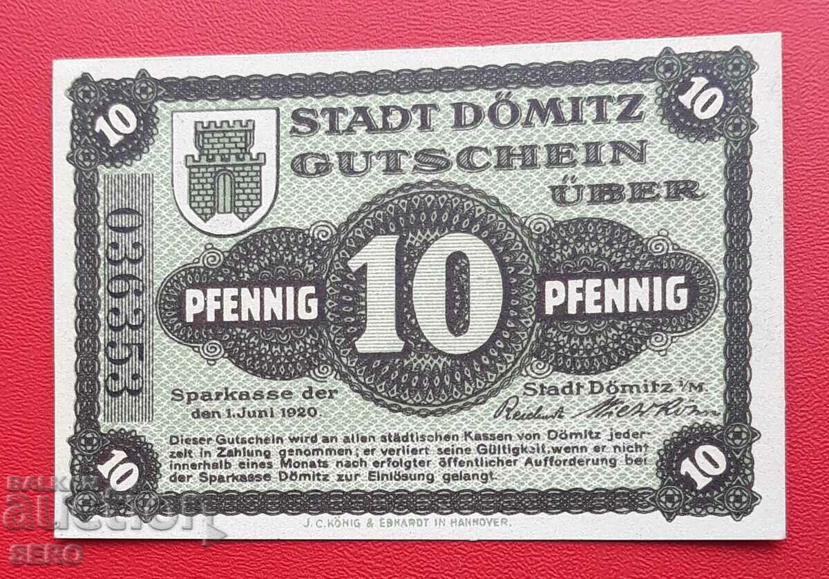 Τραπεζογραμμάτιο-Γερμανία-Μεκλεμβούργο-Πομερανία-Dömitz-10 pf. 1920