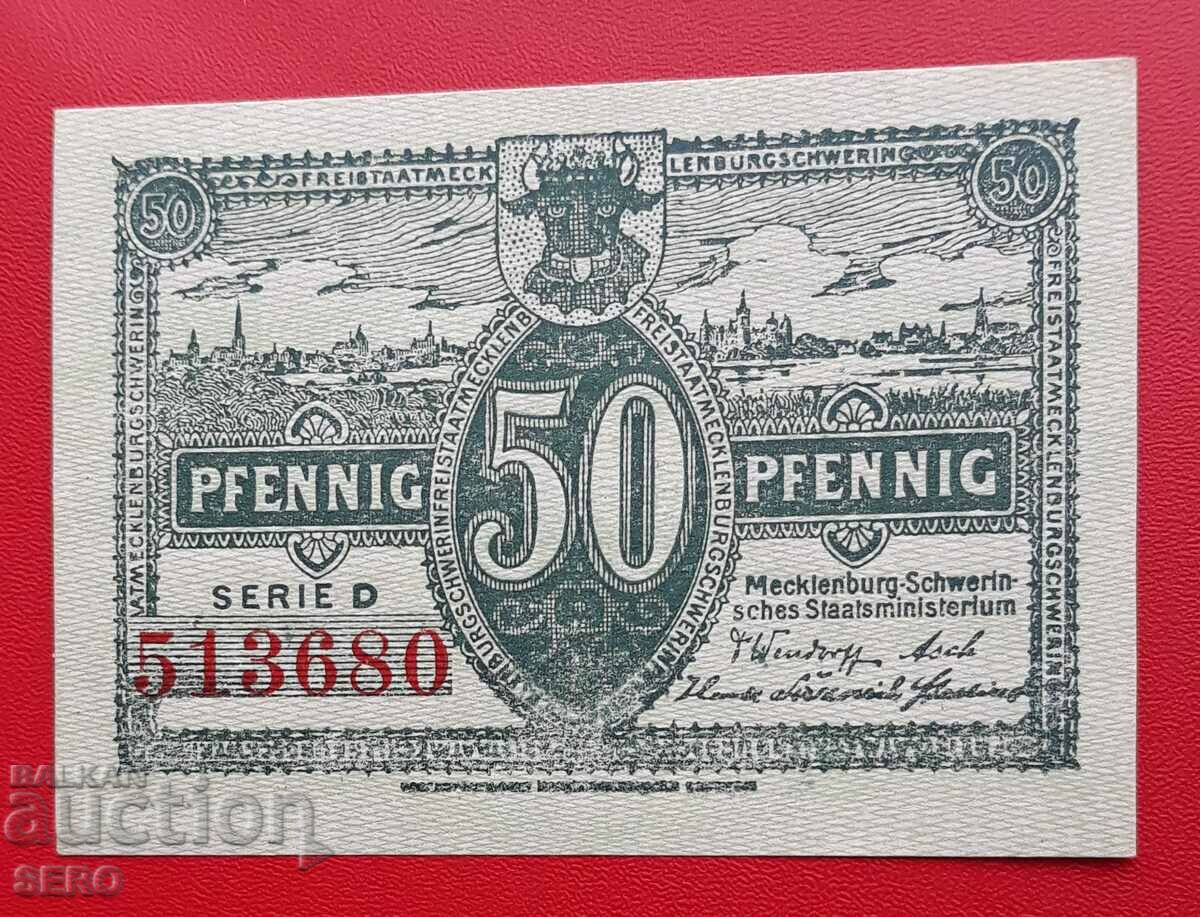 Τραπεζογραμμάτιο-Γερμανία-Μέκλενμπουργκ-Σβερίν-50 pfennig 1922