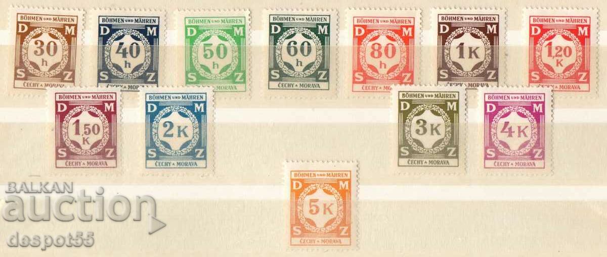 1941. Boemia şi Moravia. timbre poștale pentru birourile guvernamentale.