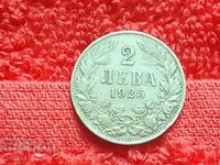 Monedă veche două 2 BGN fără linie 1925 în calitate Bulgaria