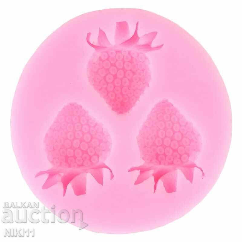 Silicone mold 3 strawberries for cake decoration, strawberry fondant with price 7.00 BGN | € 3.58 Silicone mold 3 strawberries for cake decoration, strawberry fondant with price 7.00 BGN | € 3.58