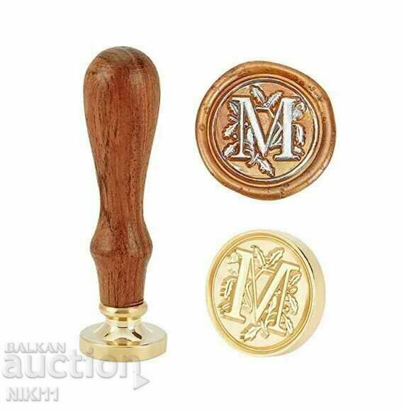 Wax seal letter M, Set: seal spoon and wax