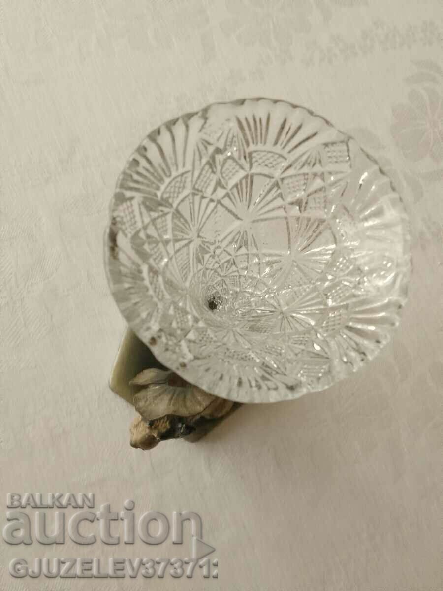 Antique German crystal and pewter vase with puppy figurine with price 220.00 BGN | € 112.48 Antique German crystal and pewter vase with puppy figurine with price 220.00 BGN | € 112.48