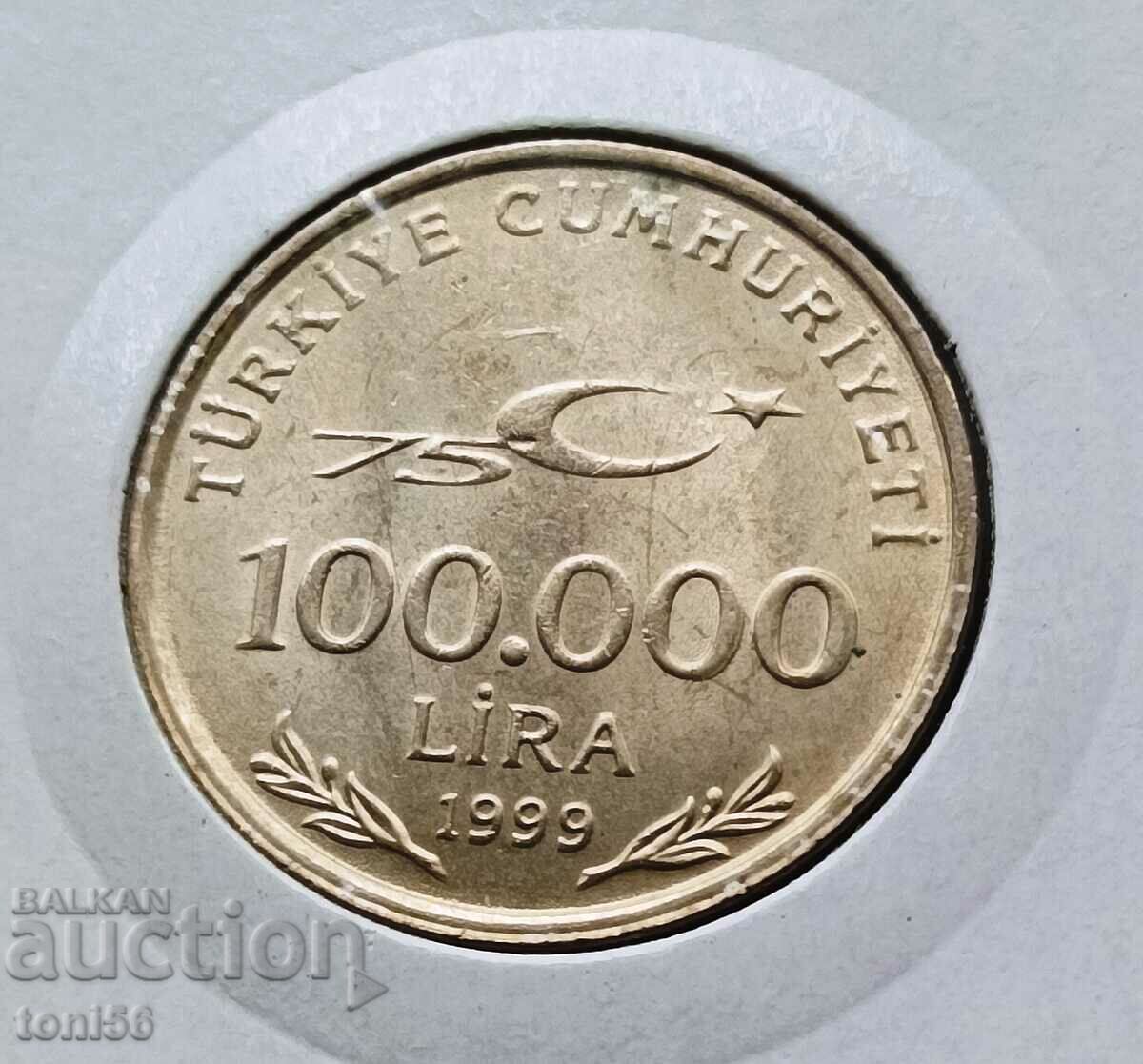 Turkey 100,000 Lira 1999 UNC