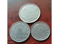 Турция сет 25, 50 куруша и 1 лира 1972/75