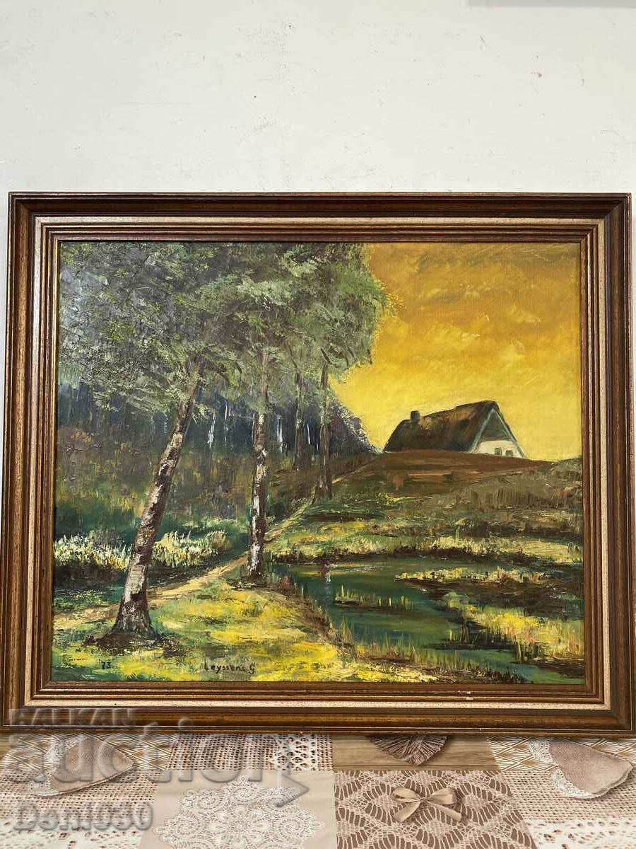 Beautiful old original oil on canvas painting from 1973.