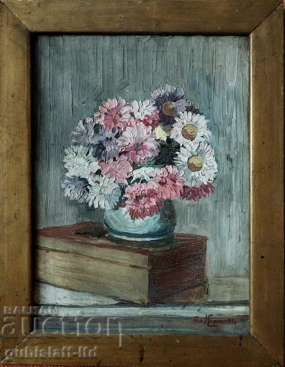 Poza, vaza cu flori, art. Vl. Naumov (1897-1947)