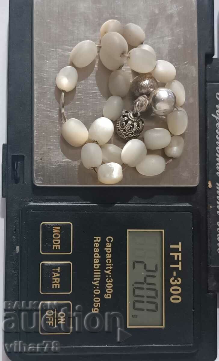 ROZAR PERLA FOARTE VECHI CU BILELE DE ARGINT - 5