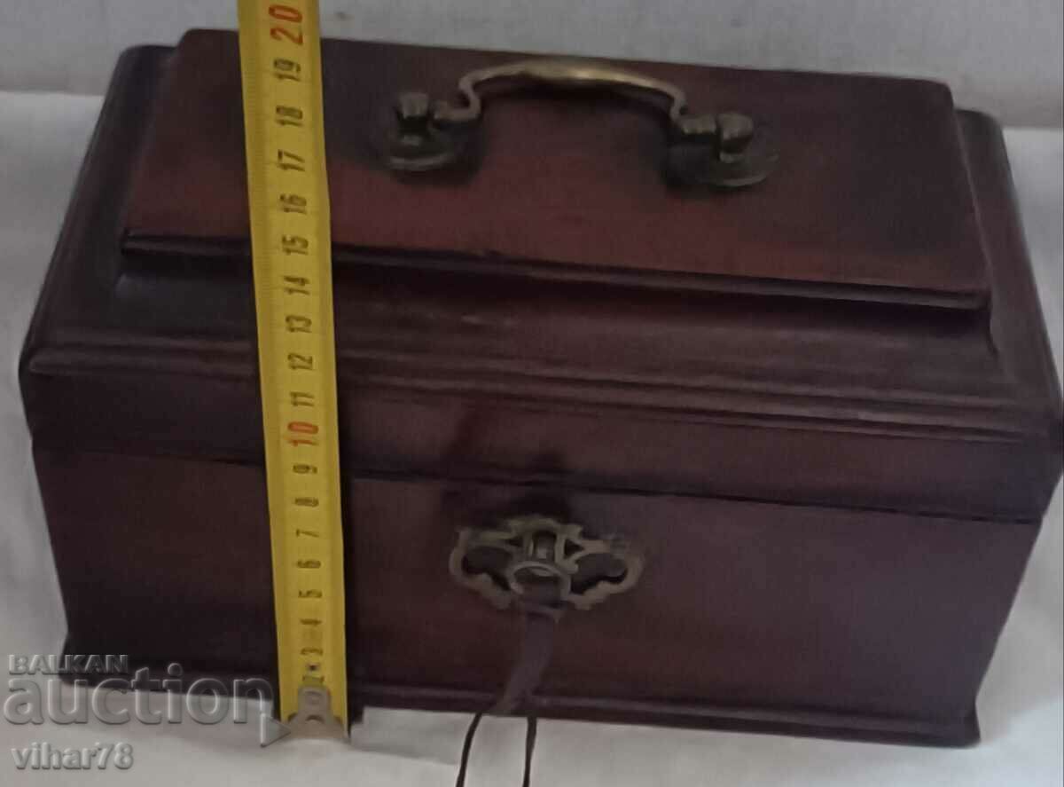 Auction Old wooden box with a key for jewelry Auction Old wooden box with a key for jewelry