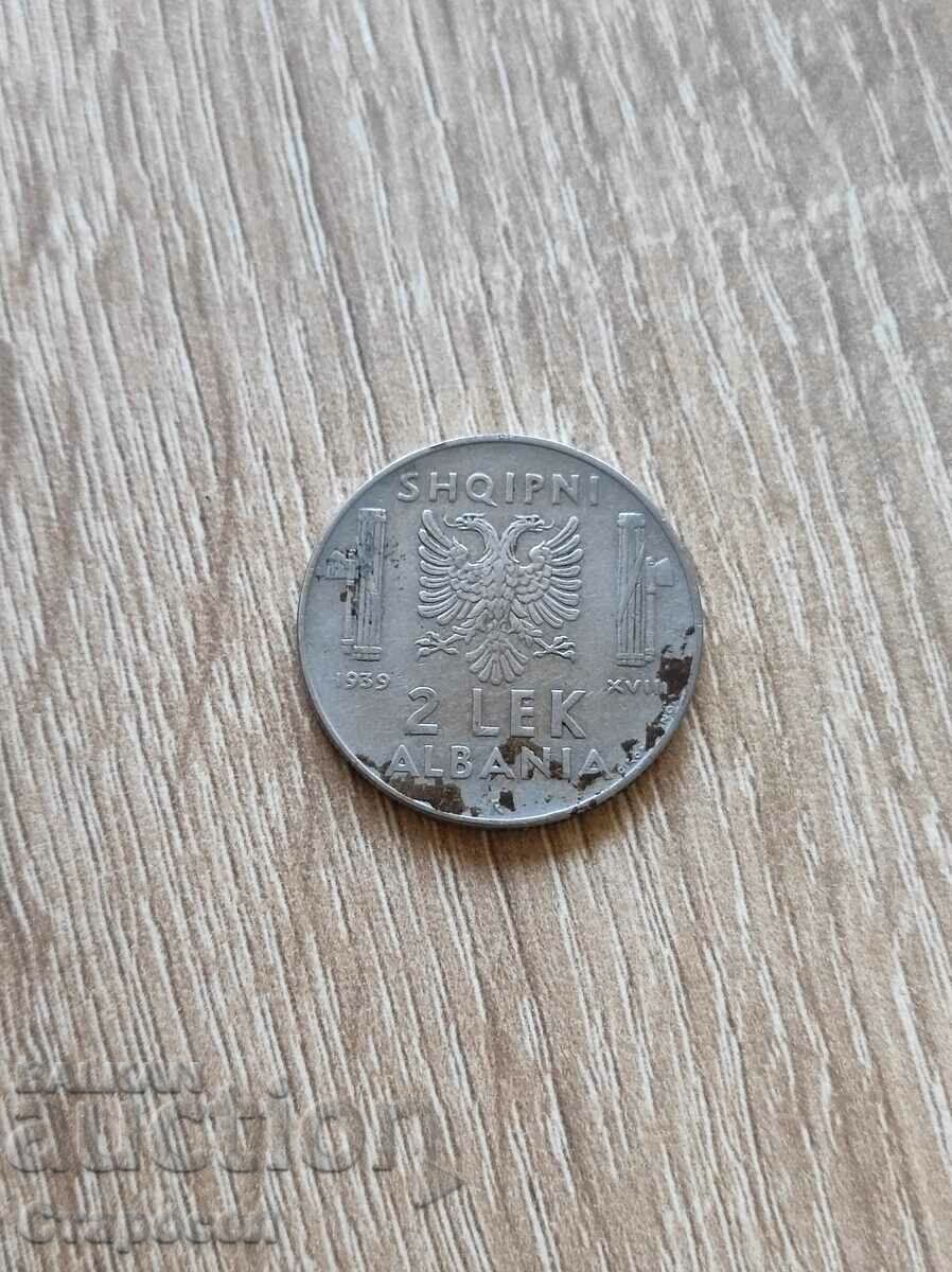 2 ελαφριά νομίσματα 1939 Αλβανία
