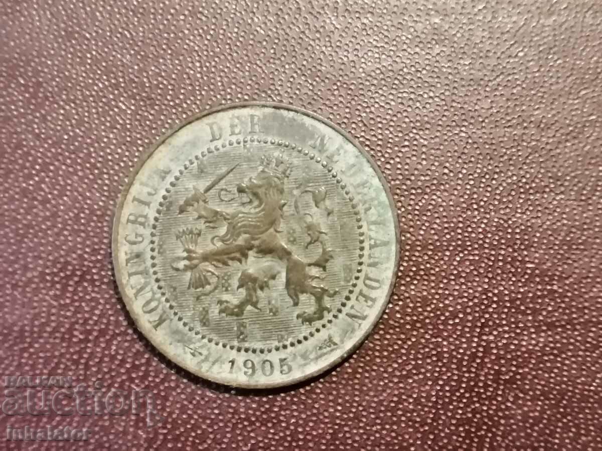 1905 год 2 1/2  цента Холандия